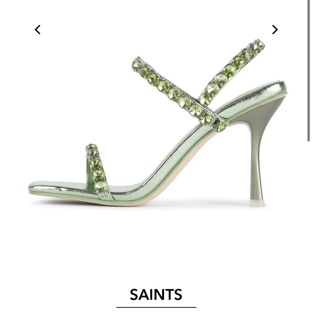 Jeffrey Campbell Green Metallic rhinestone Sandals. Sandal heels. Size 6